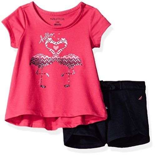 Nautica Childrens Apparel Baby Girls Sleeve Graphic Tee W/ Fashion Short Baby Clothing Deals
